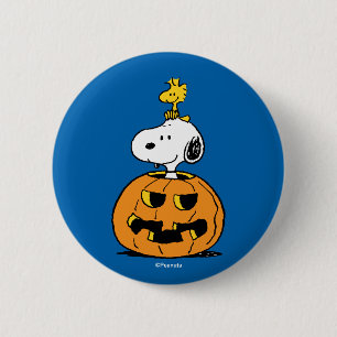 Macaron Rond 5 Cm cacahuètes   Snoopy & Woodstock Citrouille pop-up