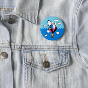 Macaron Rond 5 Cm cacahuètes   Snoopy & Woodstock Hot Air Balloon