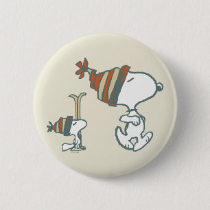 Macaron Rond 5 Cm cacahuètes   Snoopy & Woodstock Ski Trip