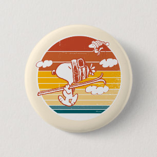 Macaron Rond 5 Cm cacahuètes   Snoopy & Woodstock Ski Trip