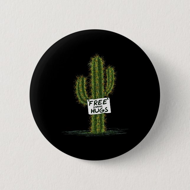 Macaron Rond 5 Cm Cactus Cacti Funny Art Humor Sweet Hugs  (Devant)