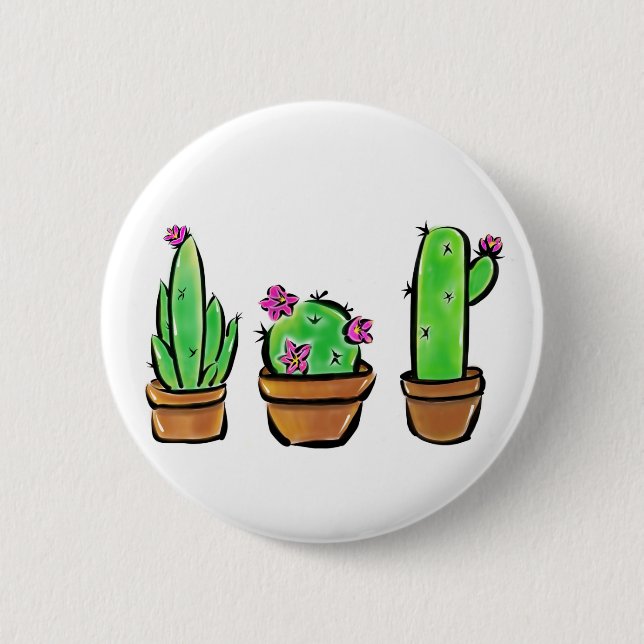 Macaron Rond 5 Cm Cactus cactus cactus succulents (Devant)