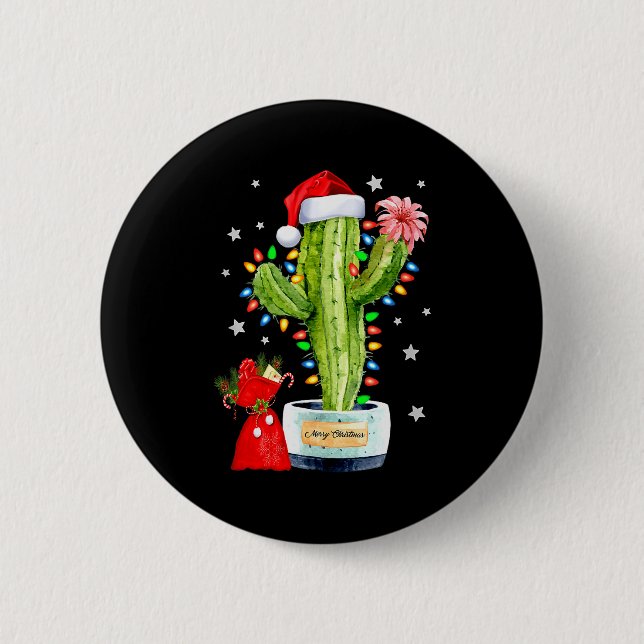 Macaron Rond 5 Cm Cactus Christmas Sweater Lights Santa Xmas Plant L (Devant)
