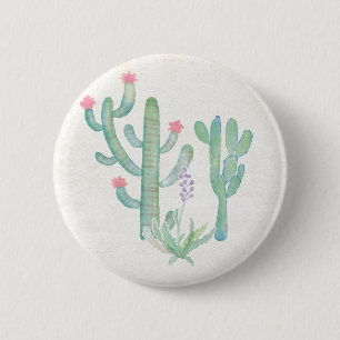 Macaron Rond 5 Cm Cactus de Bohème d'aquarelle