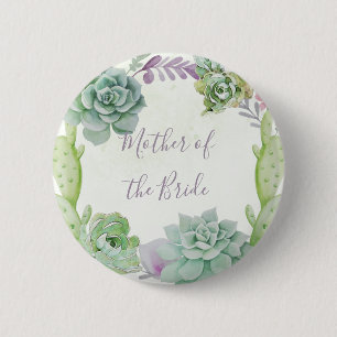 Macaron Rond 5 Cm Cactus de mariage Succulents Mère de la mariée