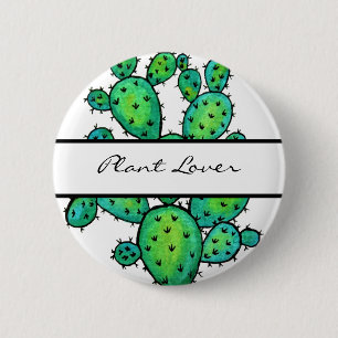 Macaron Rond 5 Cm Cactus épineux d'aquarelle magnifique
