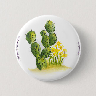 Macaron Rond 5 Cm Cactus et bouton arrière de Pin de fleurs de jaune