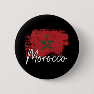Macaron Rond 5 Cm Cadeau amateur de football Maroc drapeau Maroc Mar