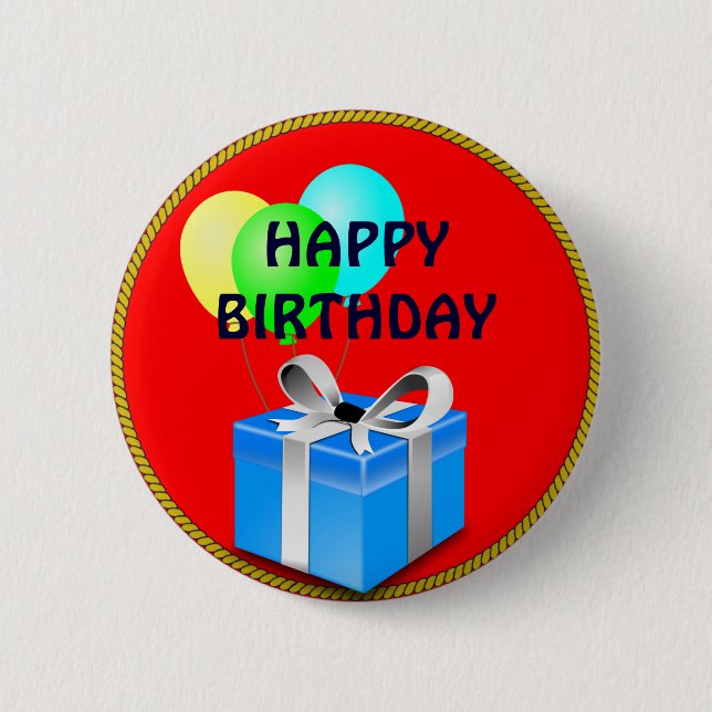 Macaron Rond 5 Cm Cadeau d'anniversaire et ballons (Devant)
