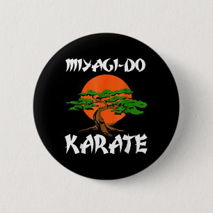 Macaron Rond 5 Cm Cadeau d'arbre Bonsaï Cool Miyagi-Do Karaté Vintag