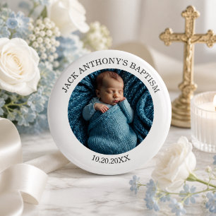 Macaron Rond 5 Cm Cadeau de baptême spécial pour garçon avec photo
