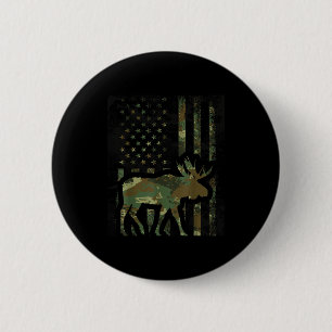 Macaron Rond 5 Cm Cadeau de chasse de moose drapeau américain camoui