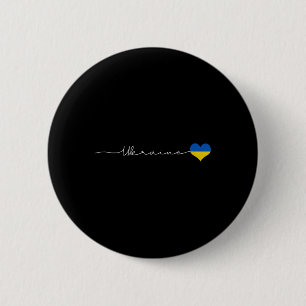 Macaron Rond 5 Cm Cadeau de coeur de drapeau de signature d'Ukraine