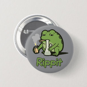 Macaron Rond 5 Cm Cadeau de fumeur de grenouille drôle Rippit, Greno