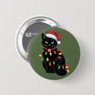 Macaron Rond 5 Cm Cadeau de Noël pour amoureux de chat noir Kitten C