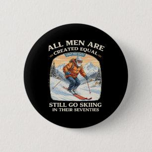 Macaron Rond 5 Cm Cadeau de skieur pour 70e anniversaire Ski vintage