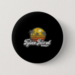 Macaron Rond 5 Cm Cadeau de surfeur vintage Tybee Island Ga Rétro 70