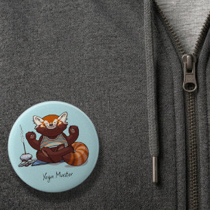 Macaron Rond 5 Cm Cadeau d'élève de yoga du panda roux Artwork d'ani