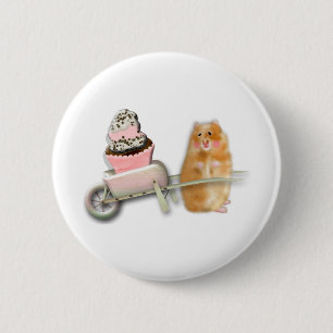 Macaron Rond 5 Cm Cadeau d'illustration de hamster mignon avec muffi