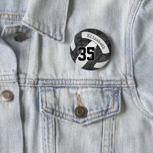 Macaron Rond 5 Cm cadeau esprit d'équipe de volley-ball noir