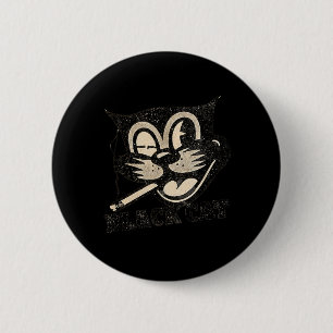Macaron Rond 5 Cm Cadeau Halloween Chat Noir Rétro Vintage Fumant