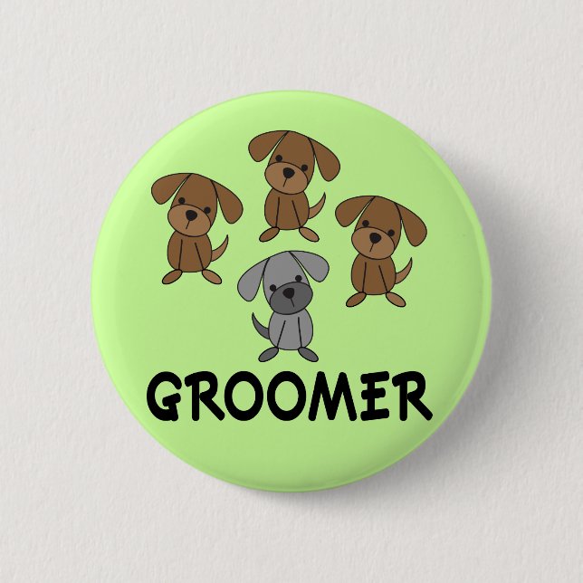 Macaron Rond 5 Cm Cadeau mignon de profession de Groomer de chien (Devant)