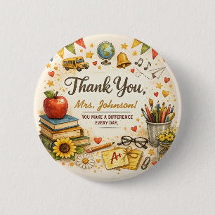Macaron Rond 5 Cm Cadeau personnalisé de remerciement d'enseignant à