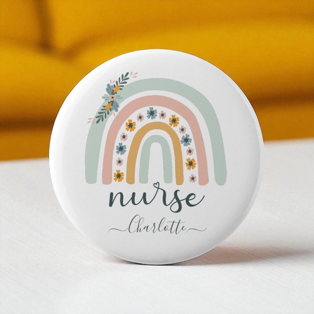 Macaron Rond 5 Cm Cadeau Personnalisé Rainbow Nurse Nom Cadeau Pour  (Créateur téléchargé)