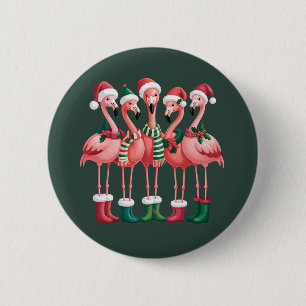 Macaron Rond 5 Cm Cadeau pour amoureux de flamant rose Noël Joyeux X