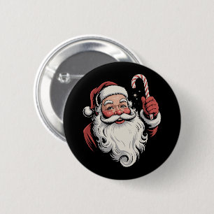Macaron Rond 5 Cm Cadeau Rétro Noël Père Noël Vintage