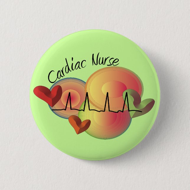 Macaron Rond 5 Cm Cadeaux cardiaques d'infirmière (Devant)