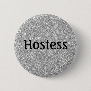 Macaron Rond 5 Cm Cadeaux de mariage Hostess Silver Glitter Baby Sho