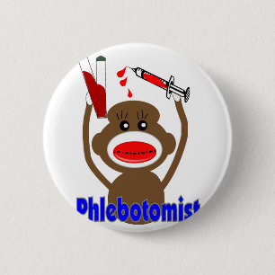 Macaron Rond 5 Cm Cadeaux de Phlebotomist de singe de
