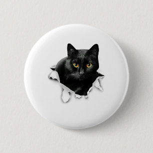 Macaron Rond 5 Cm Cadeaux De Tissu Torn Chat Noir Pour Amoureux des 