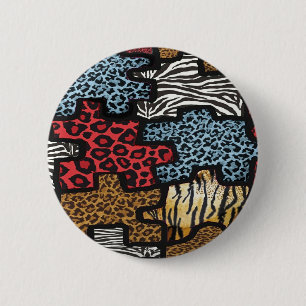 Macaron Rond 5 Cm Cadeaux d'impression de puzzle RAB Rockabilly Léop
