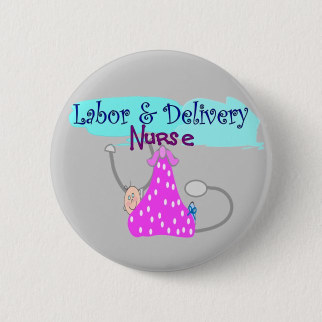 Macaron Rond 5 Cm Cadeaux d'infirmière de travail et accouchement (Devant)