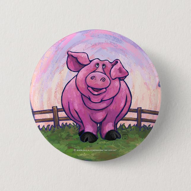 Macaron Rond 5 Cm Cadeaux et accessoires de cochon (Devant)