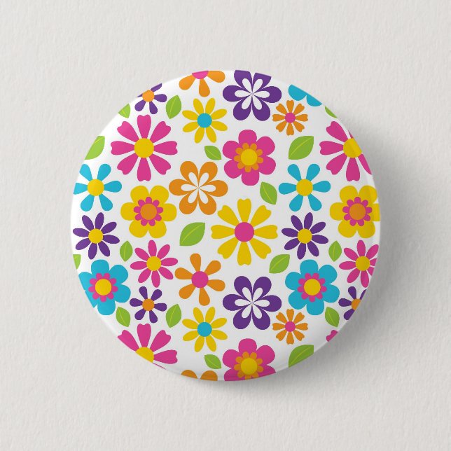 Macaron Rond 5 Cm Cadeaux hippies d'ados de flower power (Devant)