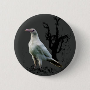 Macaron Rond 5 Cm Cadeaux "Rare White Raven"