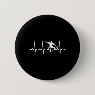 Macaron Rond 5 Cm Cadeaux Snowboarder - Snowboard Heartbeat T Shirt
