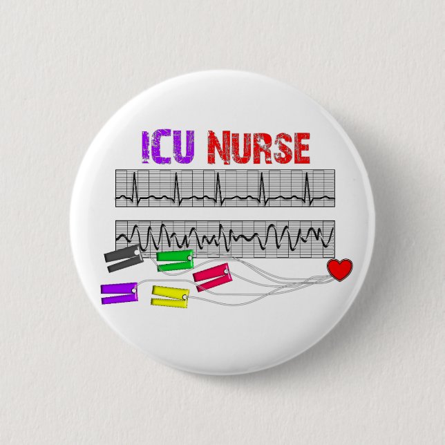 Macaron Rond 5 Cm Cadeaux uniques d'infirmière de la conception ICU (Devant)