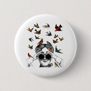 Macaron Rond 5 Cm cadeaux vintages d'observation d'oiseau pour des