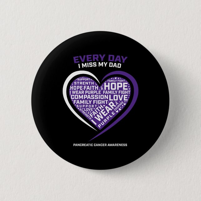 Macaron Rond 5 Cm Cadeaux Violets En Mémoire De Mon Père Cancer Panc (Devant)