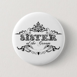 Macaron Rond 5 Cm Cadre Vintage Soeur du Marié Groupe de Mariage
