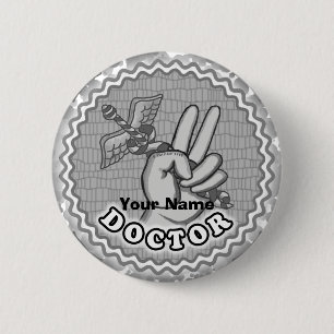 Macaron Rond 5 Cm Caduceus Peace Doctor nom personnalisé