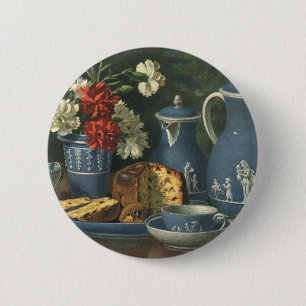 Macaron Rond 5 Cm Café, gâteau, thé et fleurs vintages l'après-midi