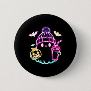 Macaron Rond 5 Cm Café Ghost Cute Retro Boire Halloween Éffrayant