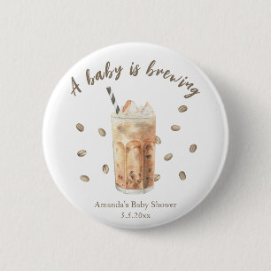 Macaron Rond 5 Cm Café glacé à l'aquarelle Baby shower