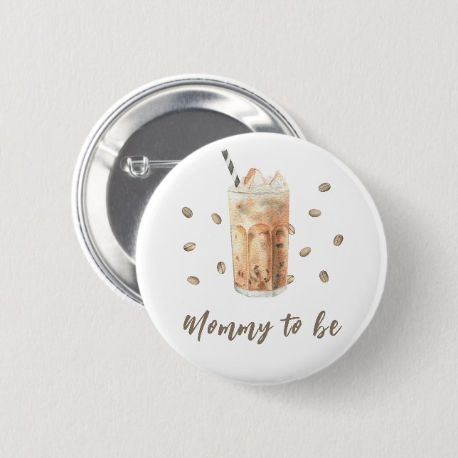Macaron Rond 5 Cm Café glacé brassage Baby shower - maman à être (Devant & derrière)