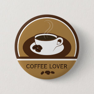 Macaron Rond 5 Cm Café Lover Coffee Cup Beans Round Buttons